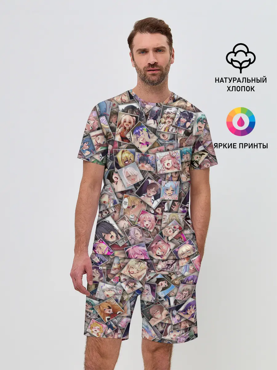 Мужской костюм с шортами / Ахегао цвет