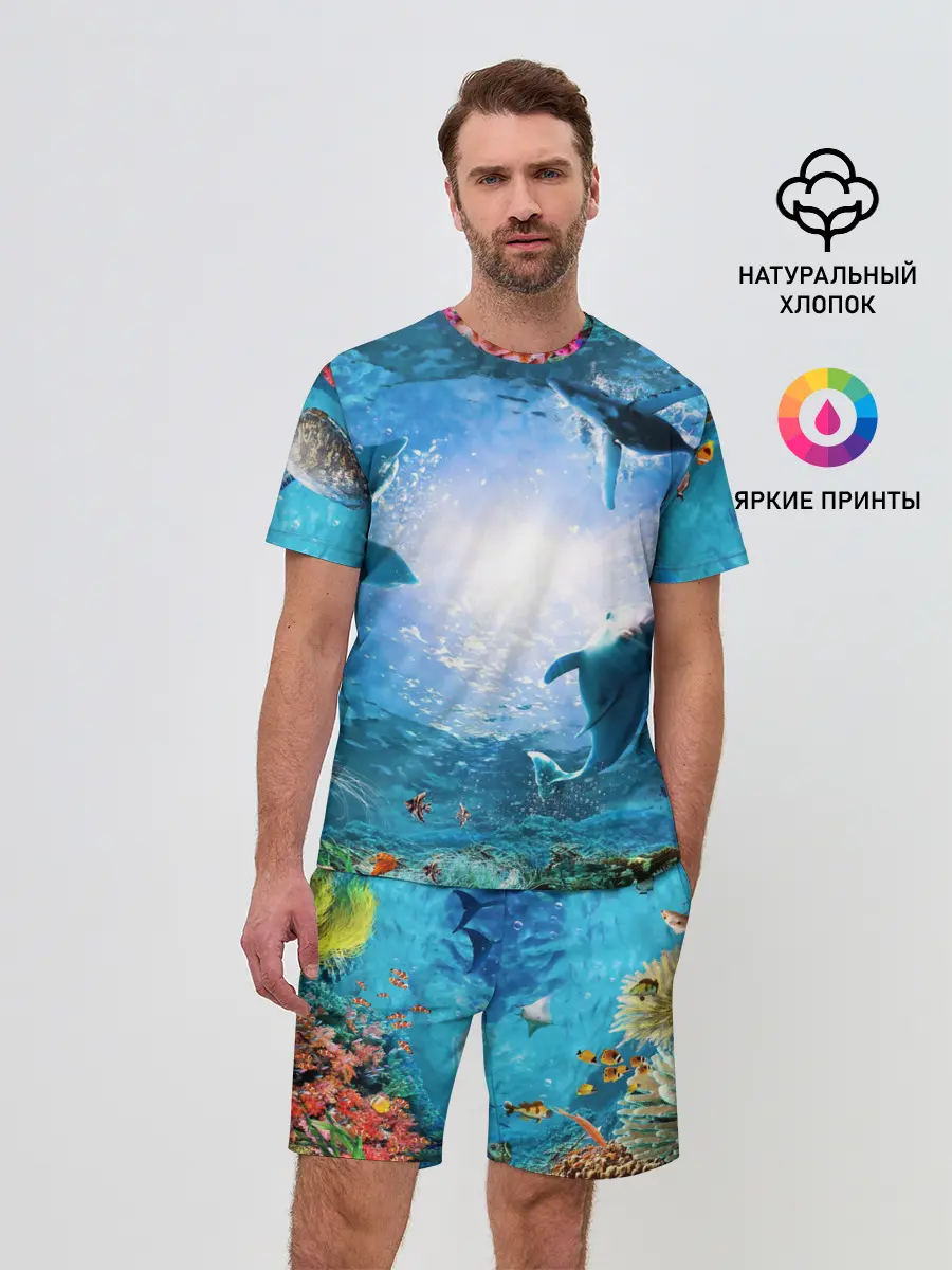 Мужской костюм с шортами / Дельфины