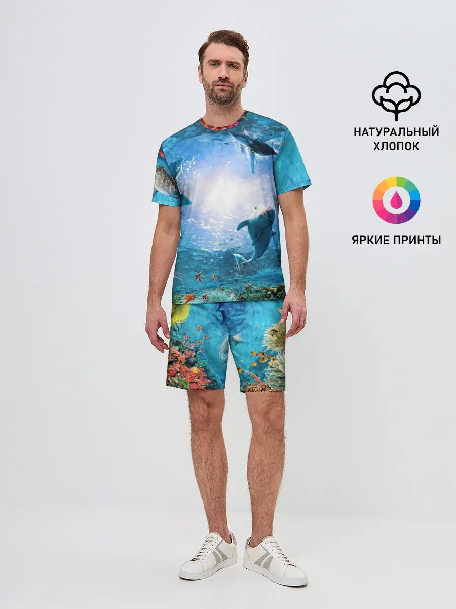 Мужской костюм с шортами / Дельфины