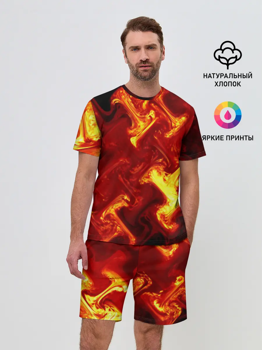 Мужской костюм с шортами / Огненная лава