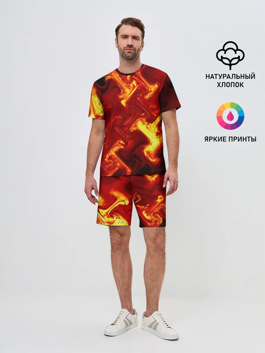 Мужской костюм с шортами / Огненная лава