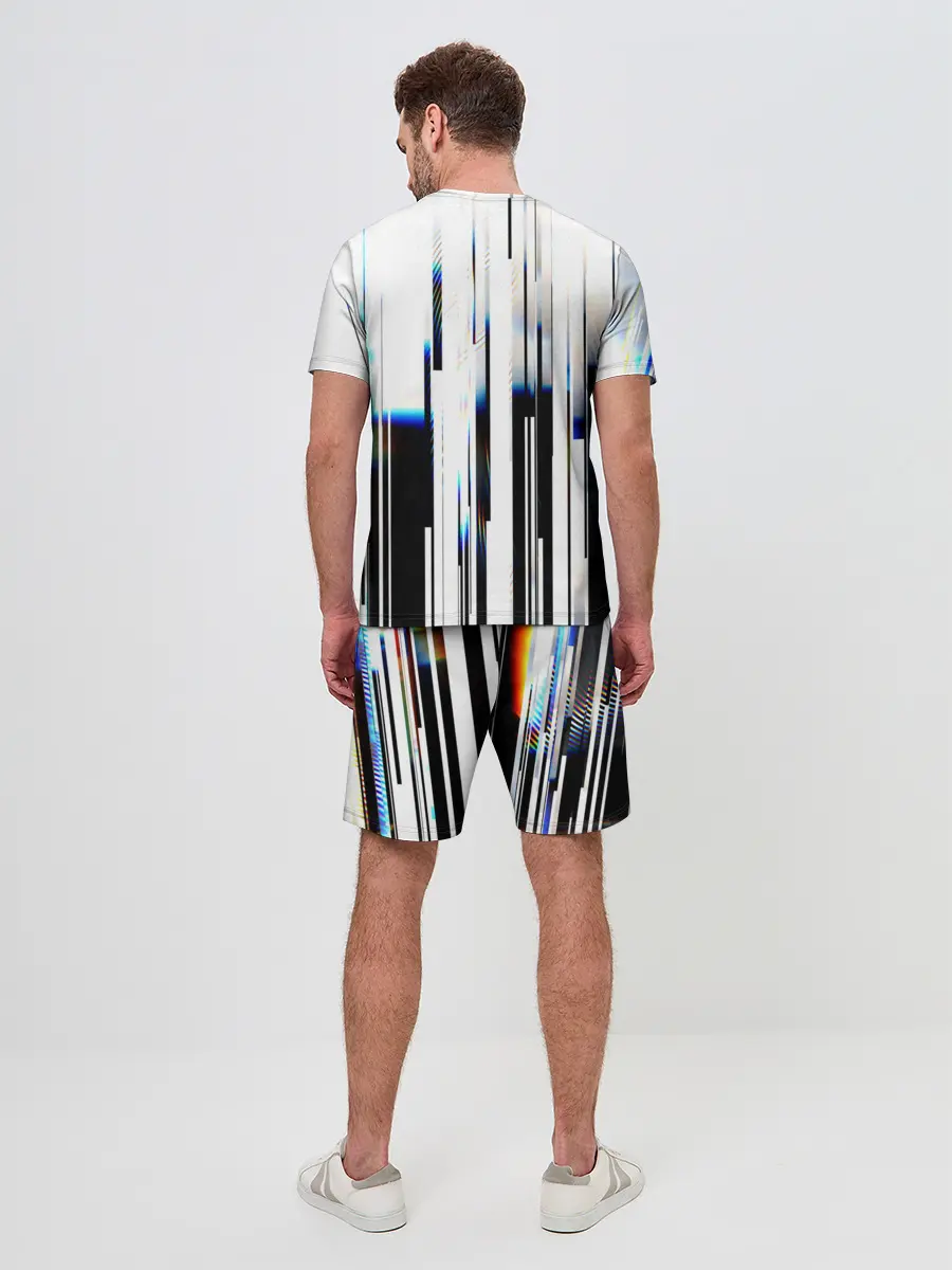 Мужской костюм с шортами / Абстракция Глитч