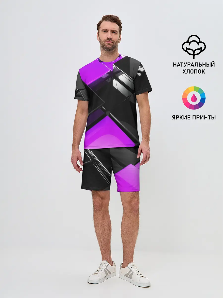 Мужской костюм с шортами / Неоновые кубы