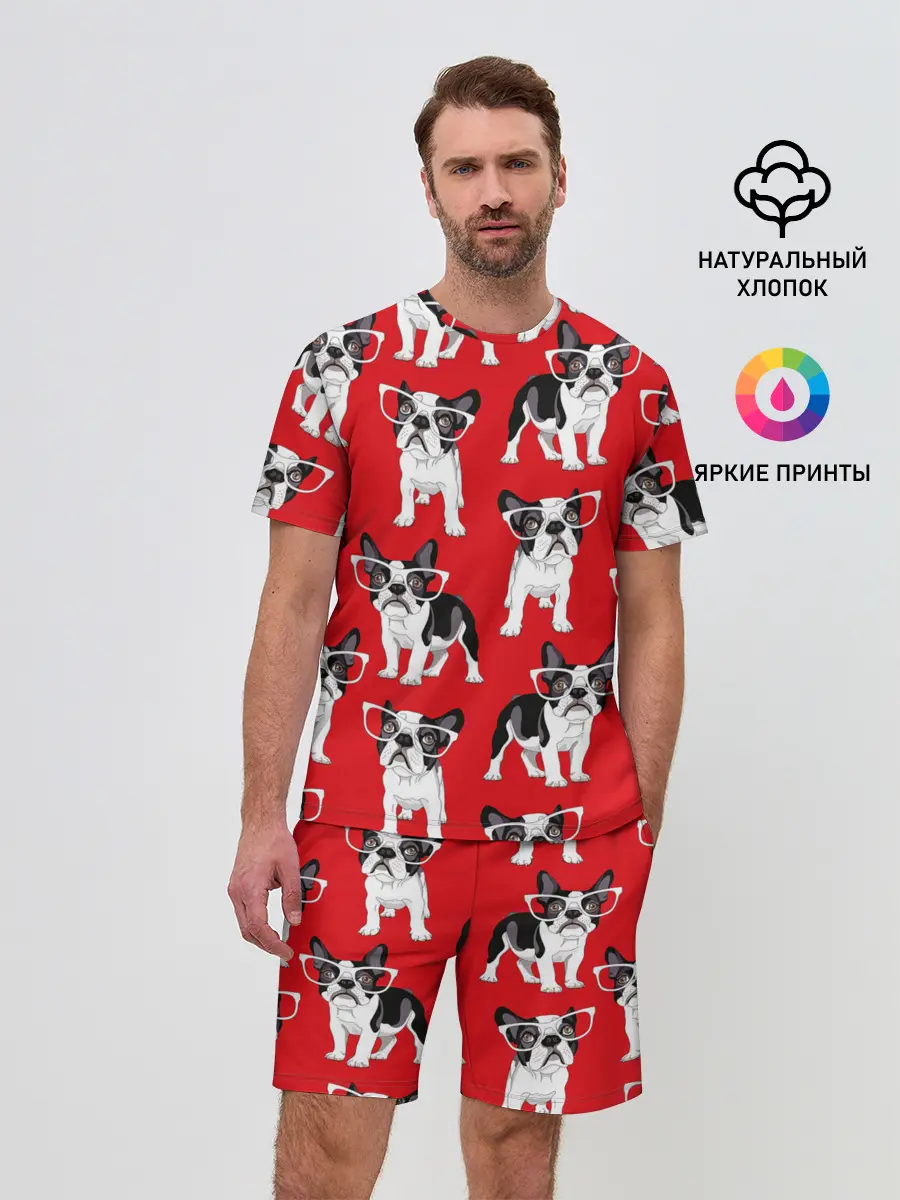 Мужской костюм с шортами / Французские бульдоги