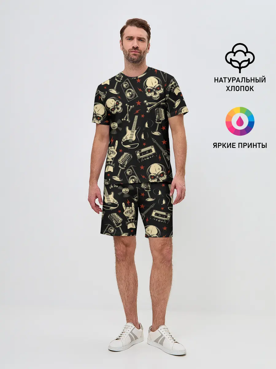 Мужской костюм с шортами / Гранж с черепами