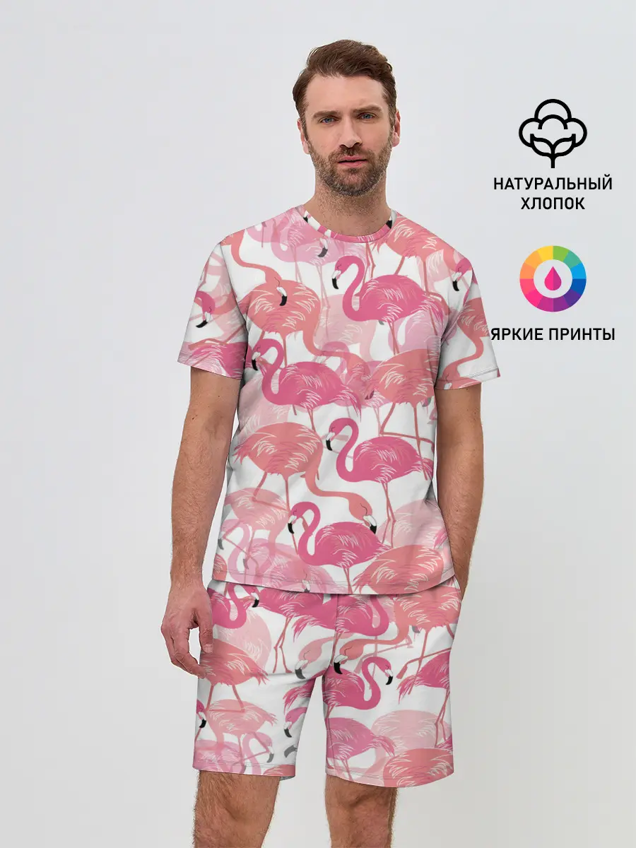 Мужской костюм с шортами / Фламинго
