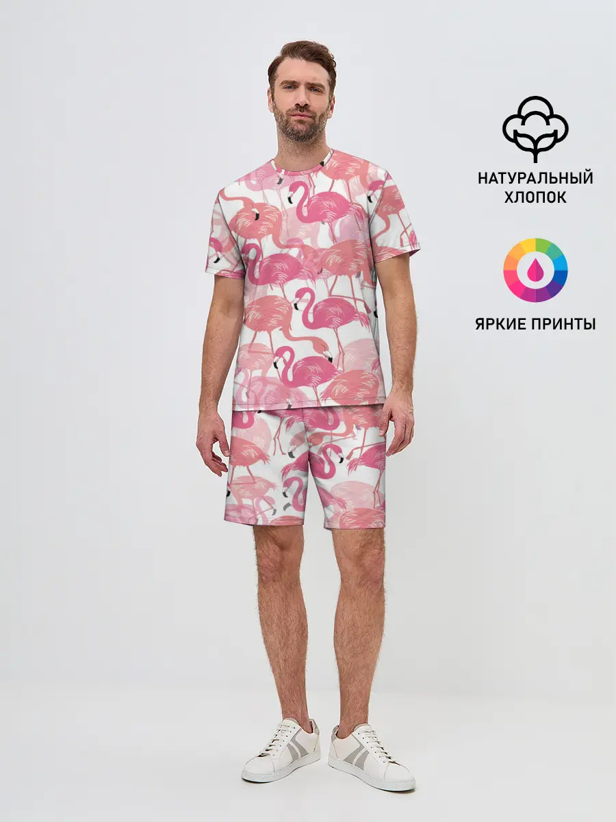 Мужской костюм с шортами / Фламинго