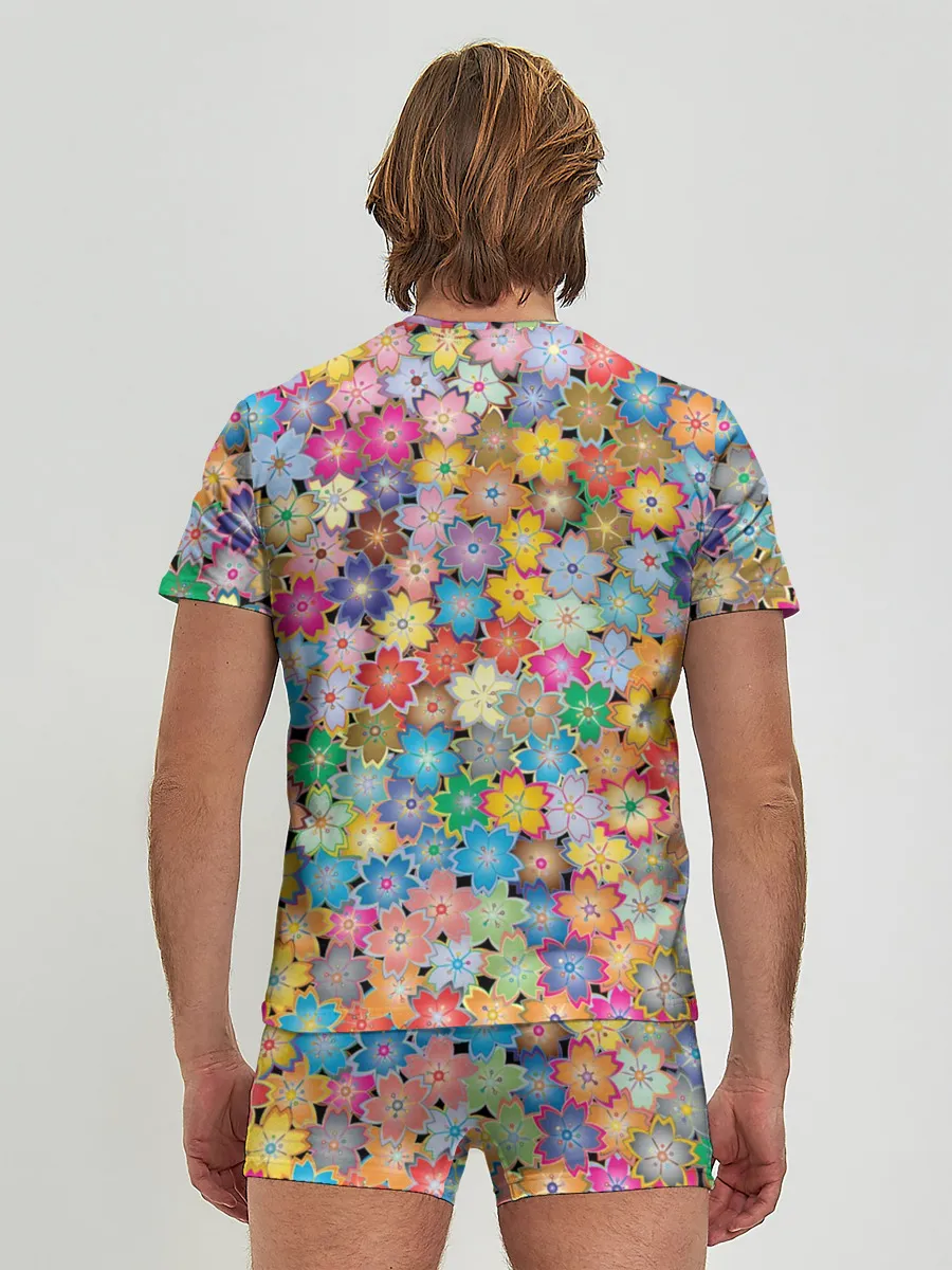 Мужские трусы с футболкой / цветы цветочки