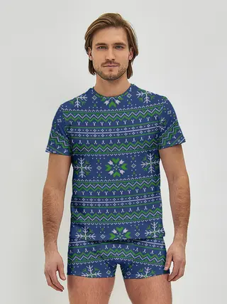 Мужские трусы с футболкой / Узорный свитер.