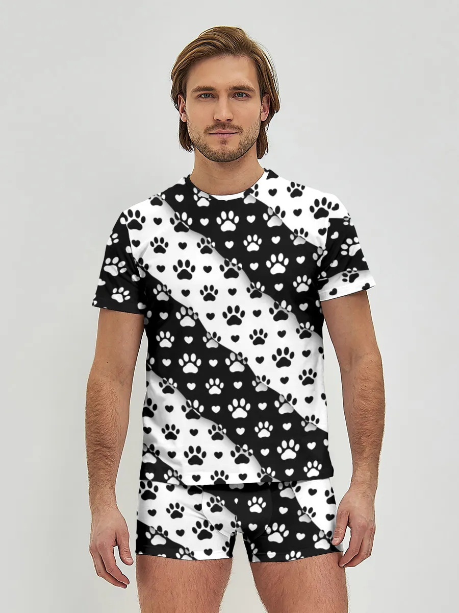 Мужские трусы с футболкой / Следы от Лап