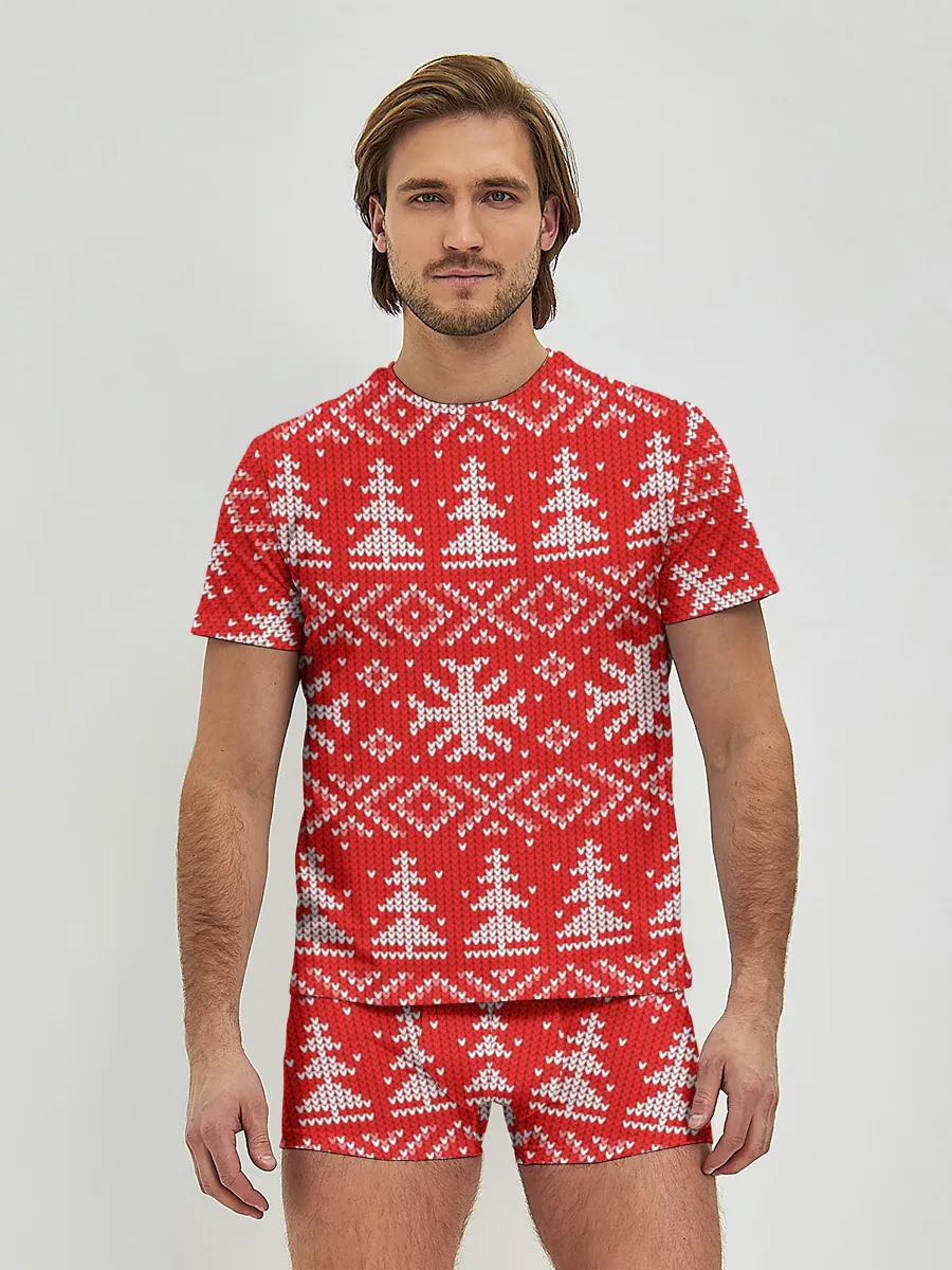 Мужские трусы с футболкой / Новогодний узор, 2022