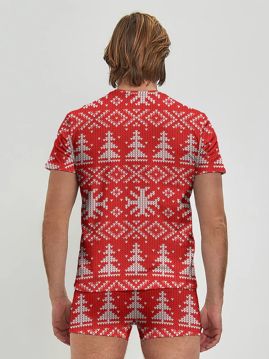 Мужские трусы с футболкой / Новогодний узор, 2022