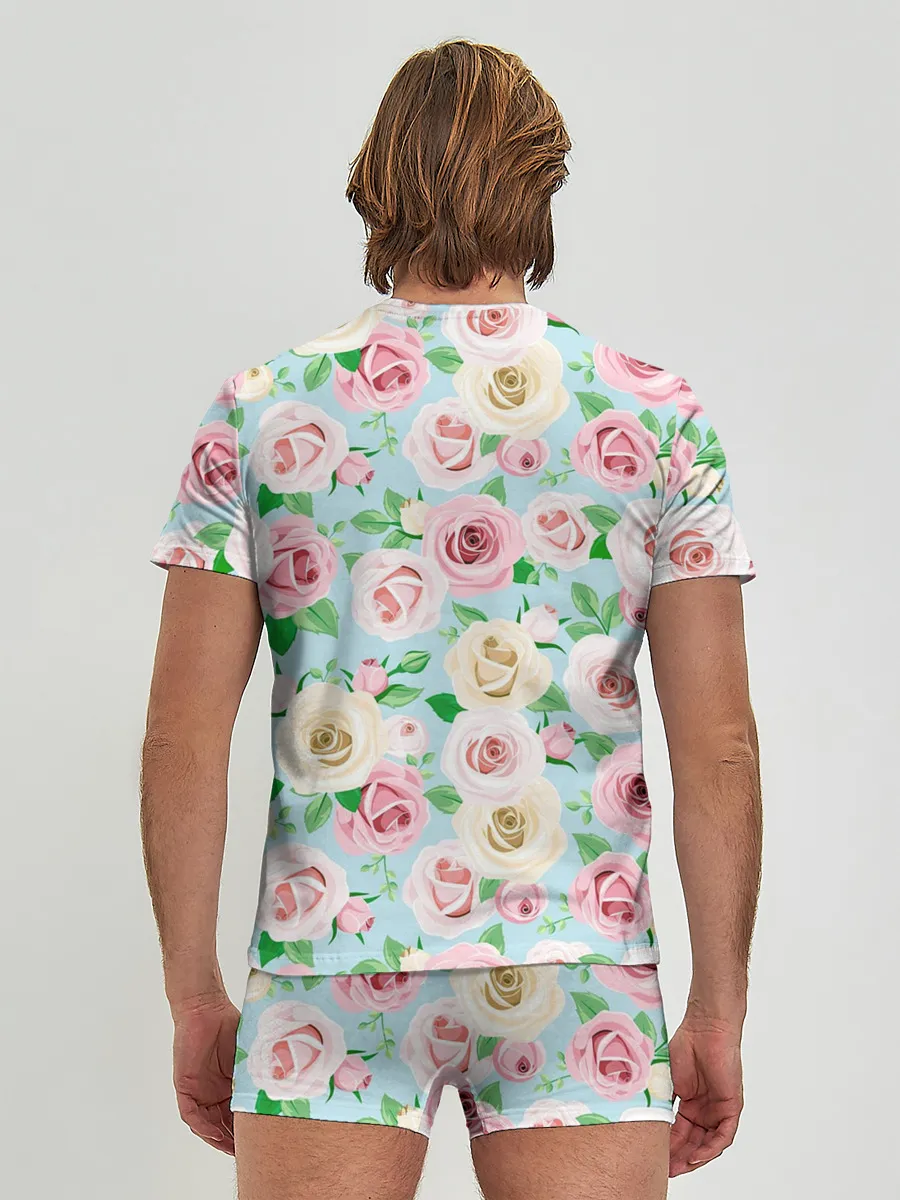 Мужские трусы с футболкой / Цветущее поле роз