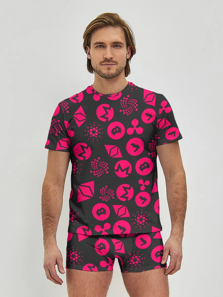 Мужские трусы с футболкой / КРИПТОВАЛЮТЫ / CRYPTO / КРИПТА НЕОН