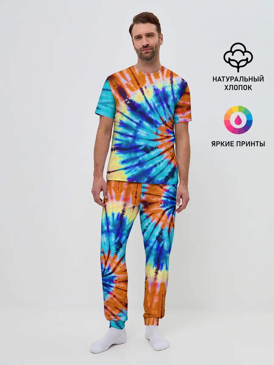 Мужская пижама с брюками / Tie dye