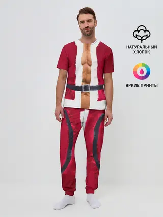 Мужская пижама с брюками / Костюм Деда Мороза