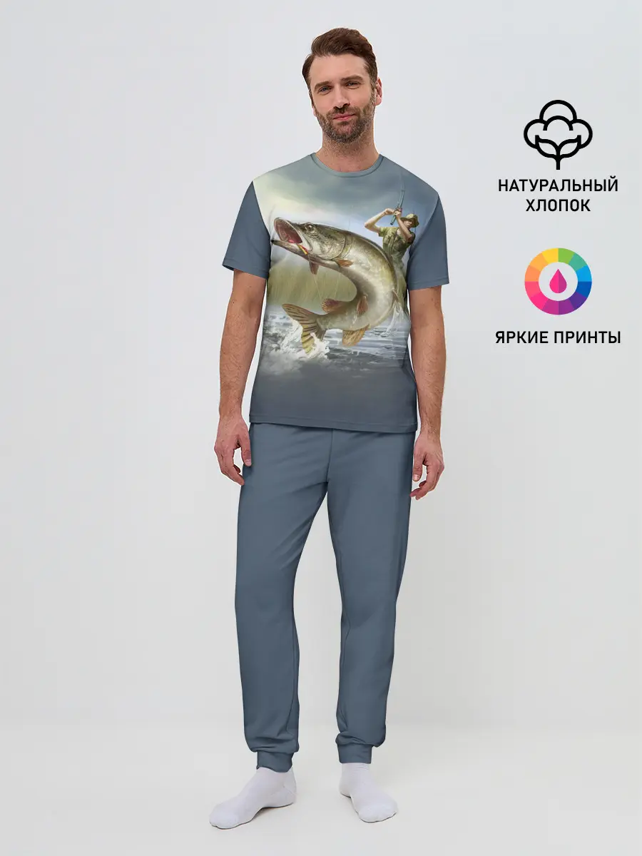 Мужская пижама с брюками / Щука