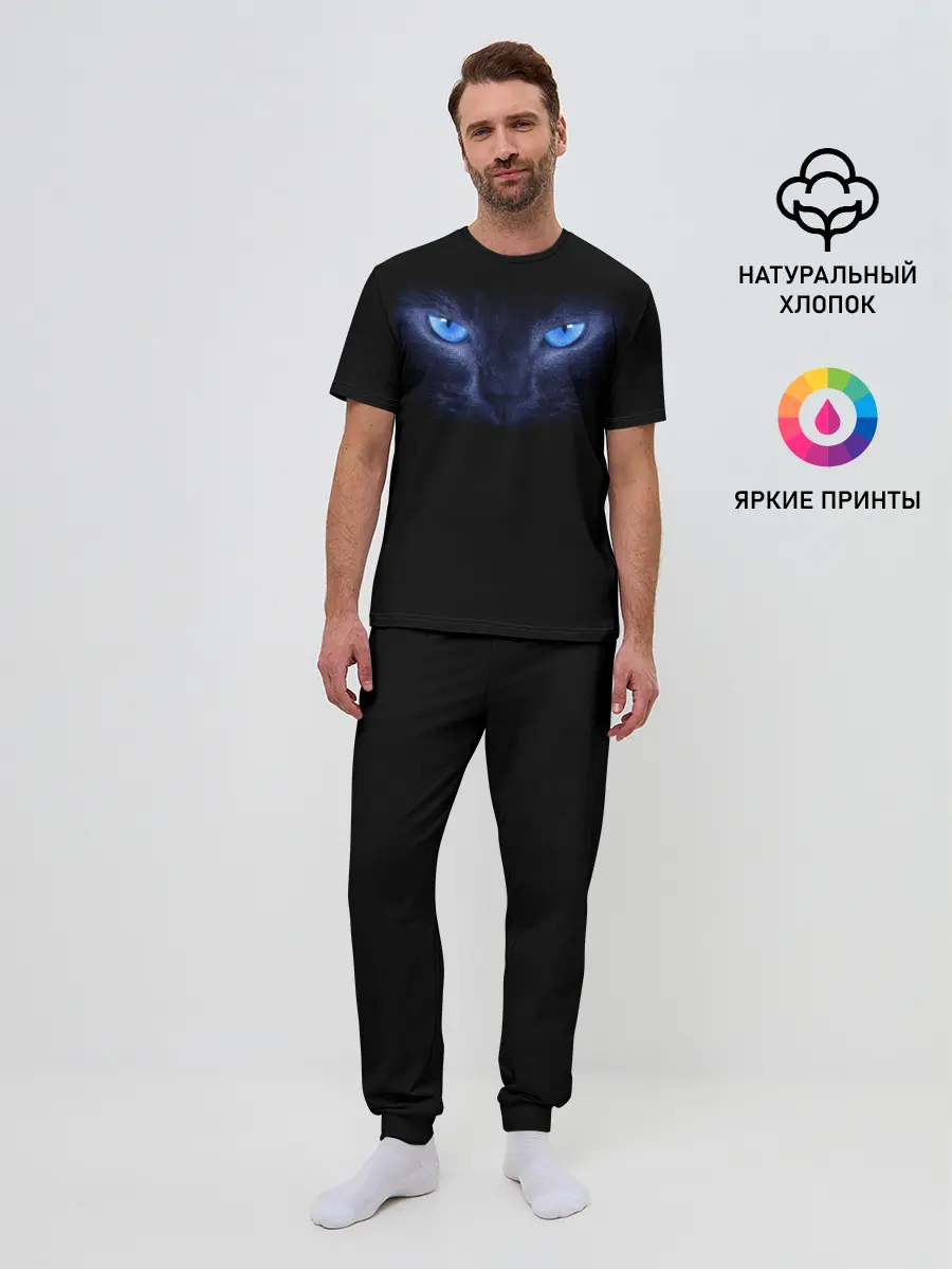Мужская пижама с брюками / Кошка с голубыми глазами
