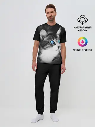 Мужская пижама с брюками / Кот