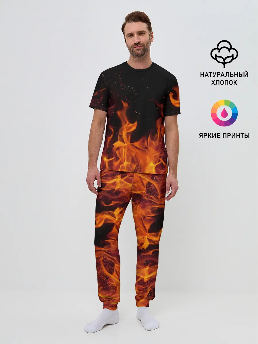 Мужская пижама с брюками / Огонь с искрами