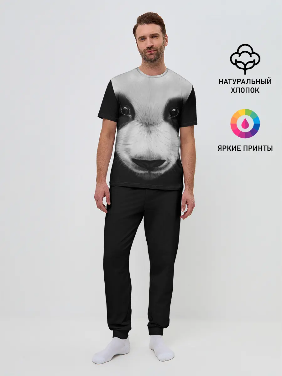 Мужская пижама с брюками / Морда панды