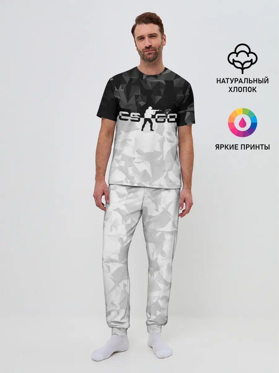 Мужская пижама с брюками / CS GO BLACK WHITE GEOMETRY