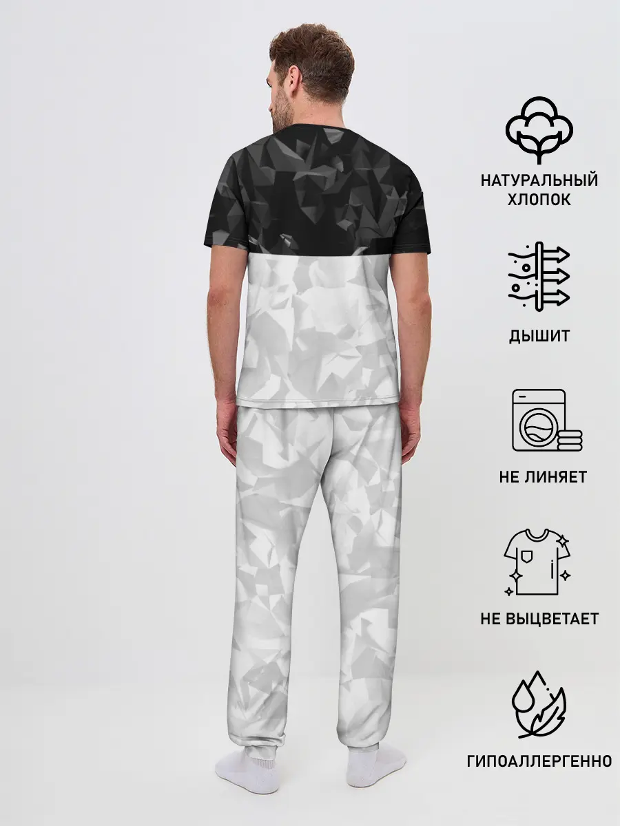 Мужская пижама с брюками / CS GO BLACK WHITE GEOMETRY