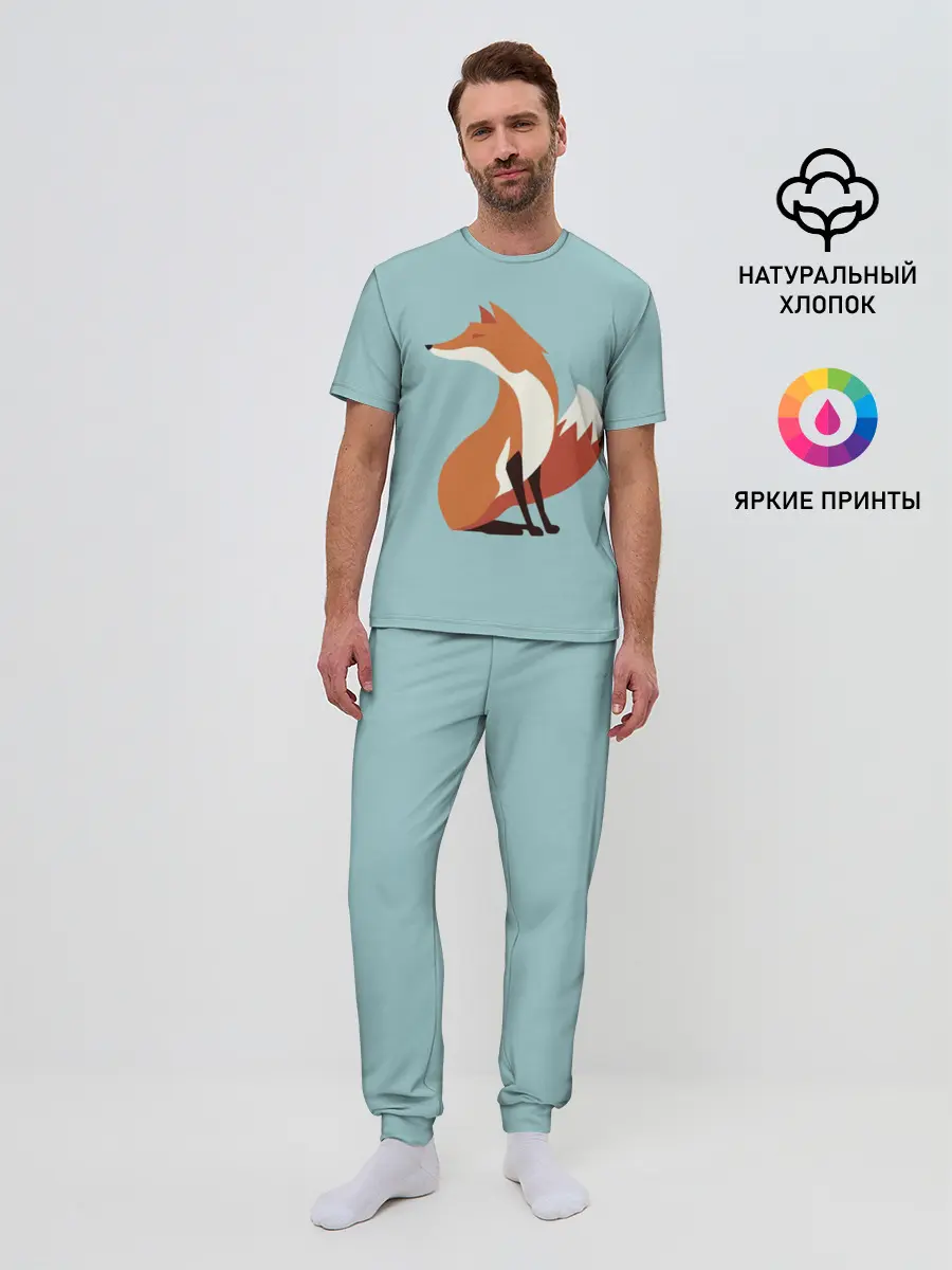 Мужская пижама с брюками / Лисичка минималистичная