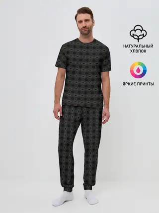 Мужская пижама с брюками / Абстракция из многоугольников и линий