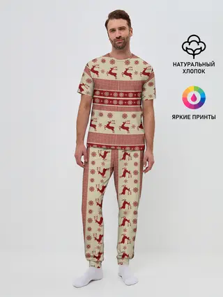Мужская пижама с брюками / Новогодние Олени!
