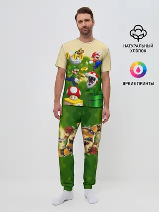 Мужская пижама с брюками / Mario Coins