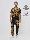 Мужская пижама с брюками / Золотые цветы на белом