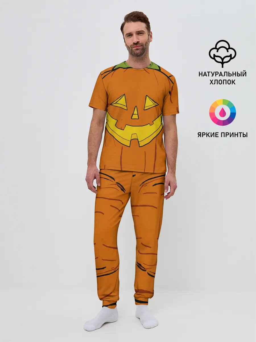 Мужская пижама с брюками / Костюм тыквы / Halloween