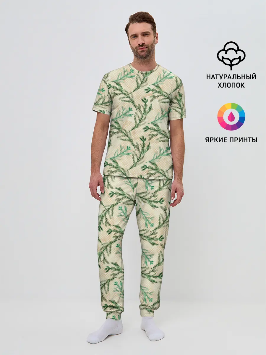 Мужская пижама с брюками / Ель новогодняя