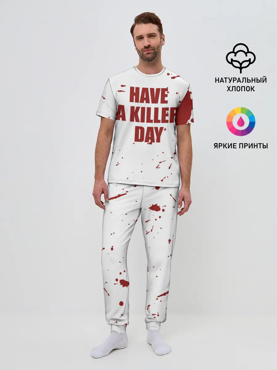 Мужская пижама с брюками / blood have a killer day Dexter