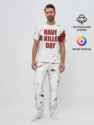 Мужская пижама с брюками / blood have a killer day Dexter