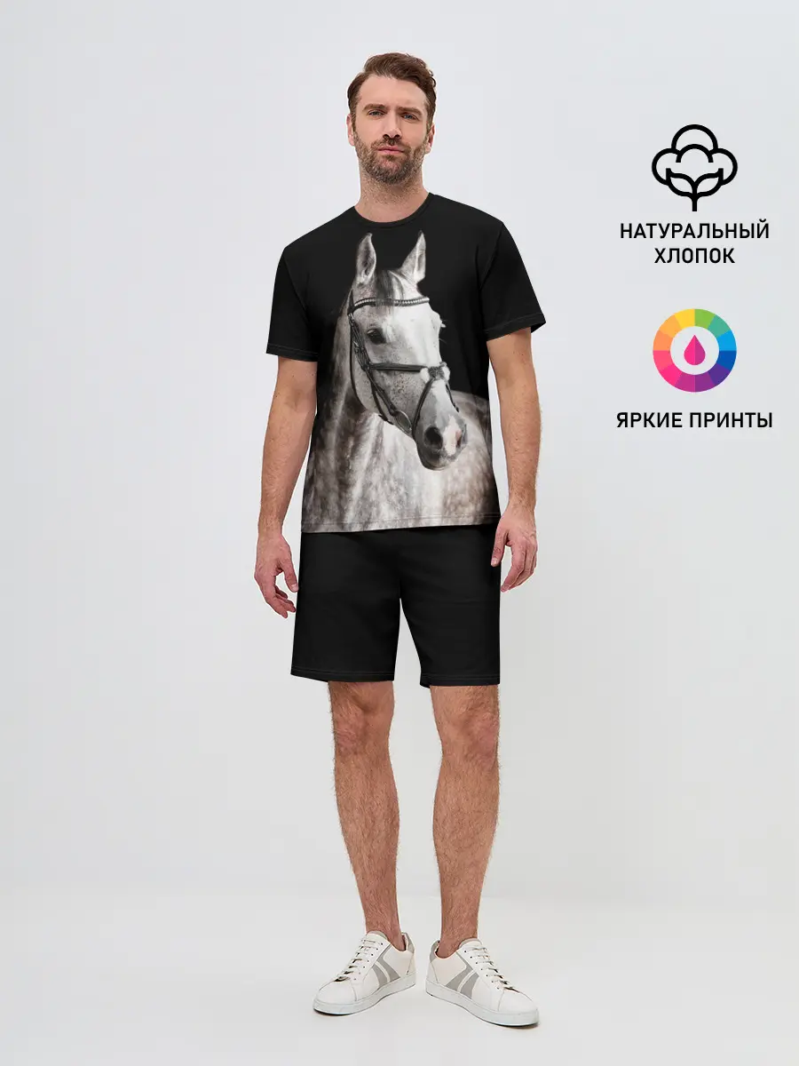Мужской костюм с шортами / Серный в яблоках конь