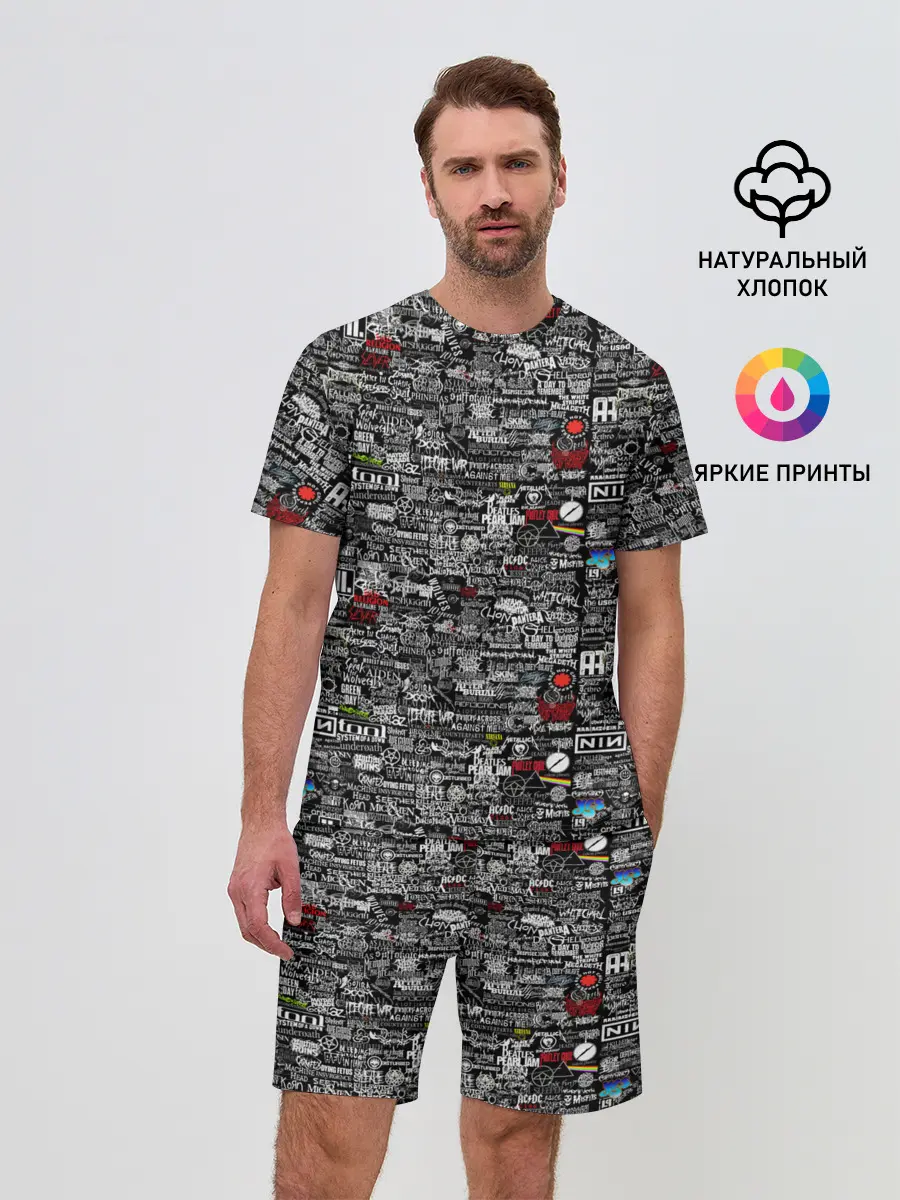 Мужской костюм с шортами / ЛОГОТИПЫ РОК ГРУПП