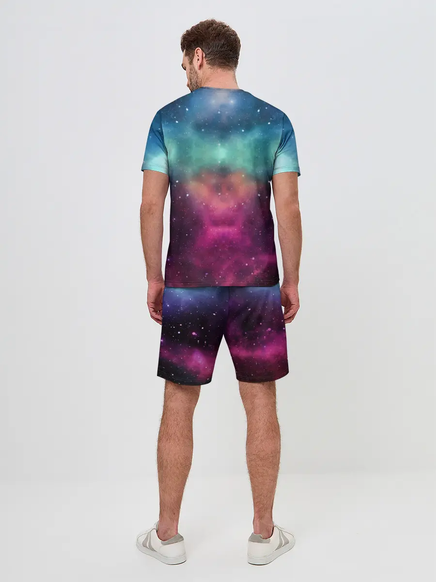 Мужской костюм с шортами / Кот с радугой и пиццей