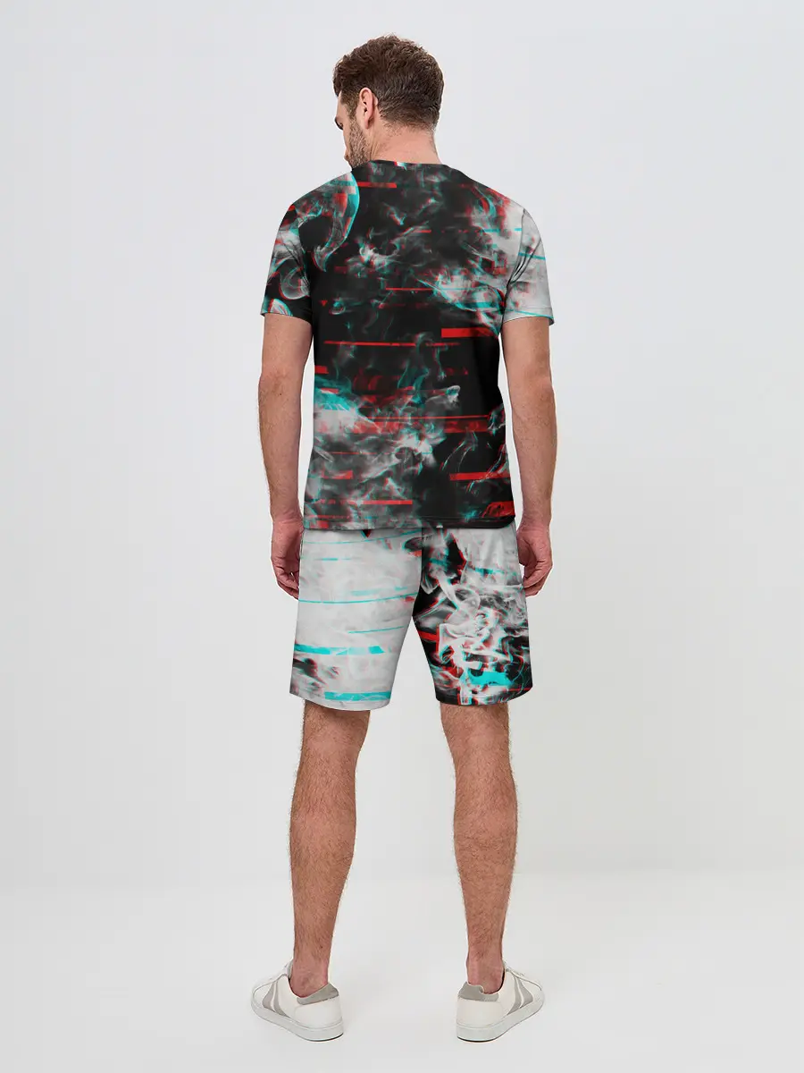 Мужской костюм с шортами / White flame glitch