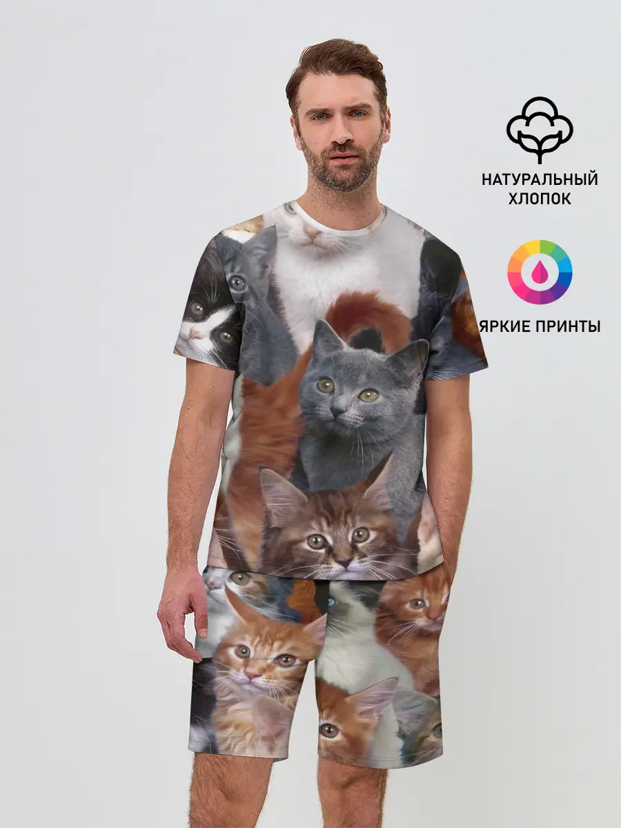 Мужской костюм с шортами / Много котов