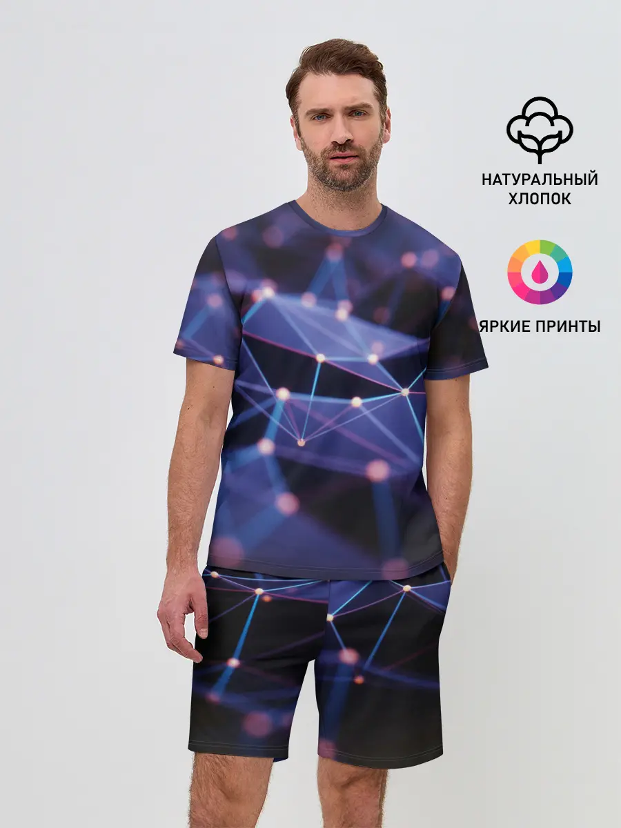 Мужской костюм с шортами / 3D блики