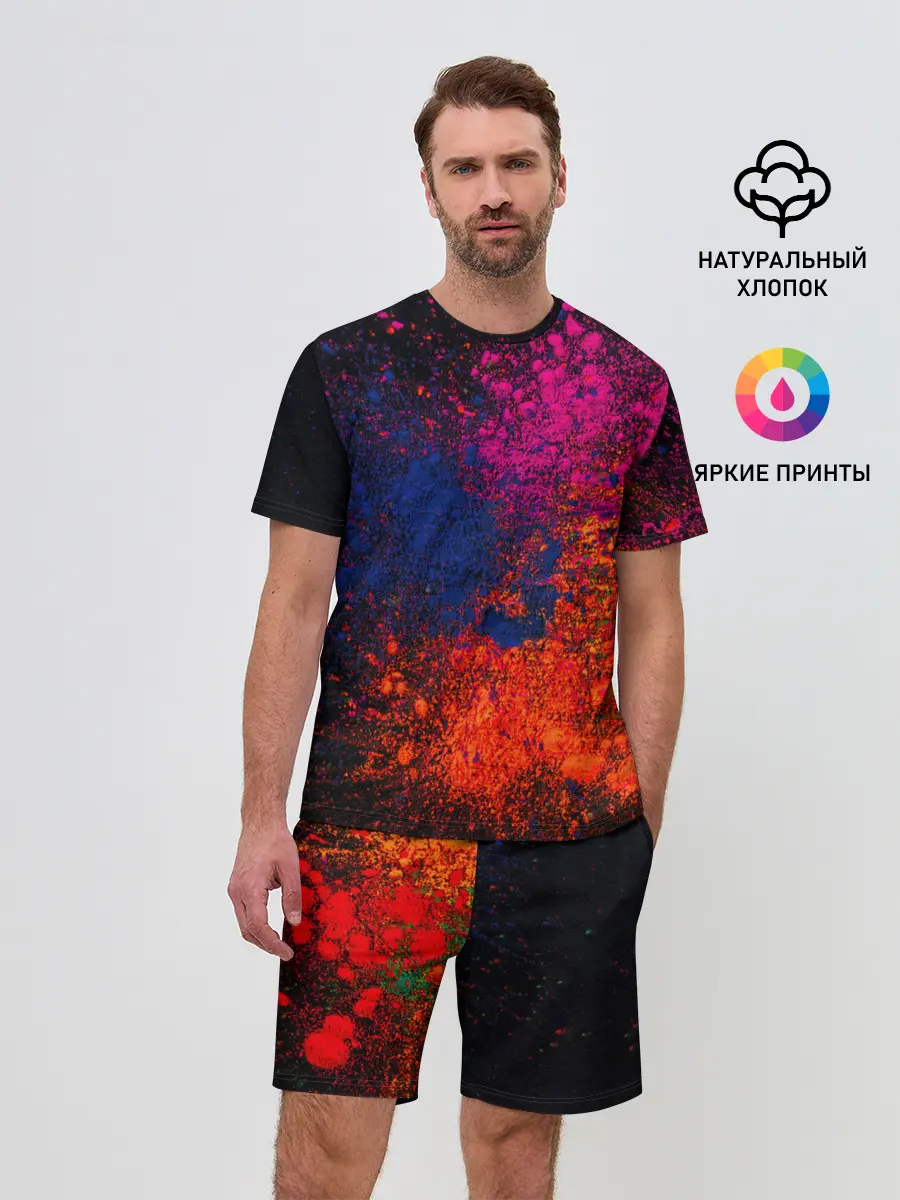 Мужской костюм с шортами / Брызги краски