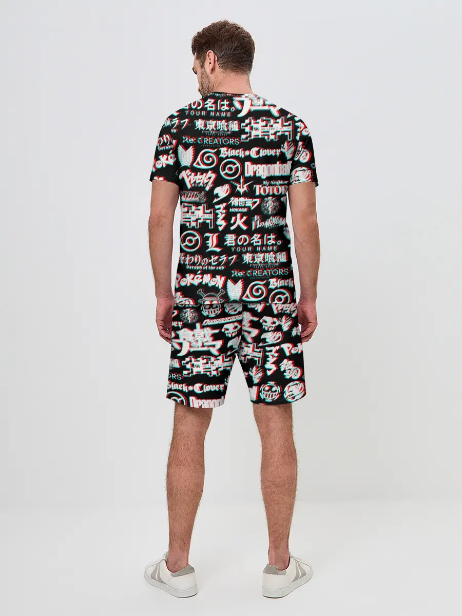 Мужской костюм с шортами / ЛОГО АНИМЕ ГЛИТЧ