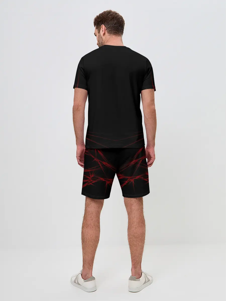 Мужской костюм с шортами / красный оверлорд молнии