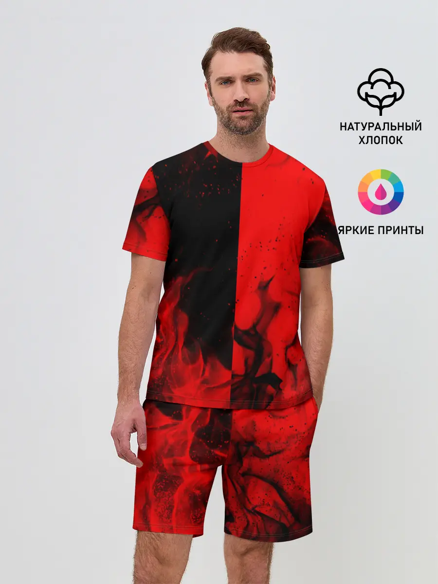 Мужской костюм с шортами / BLACK RED FIRE