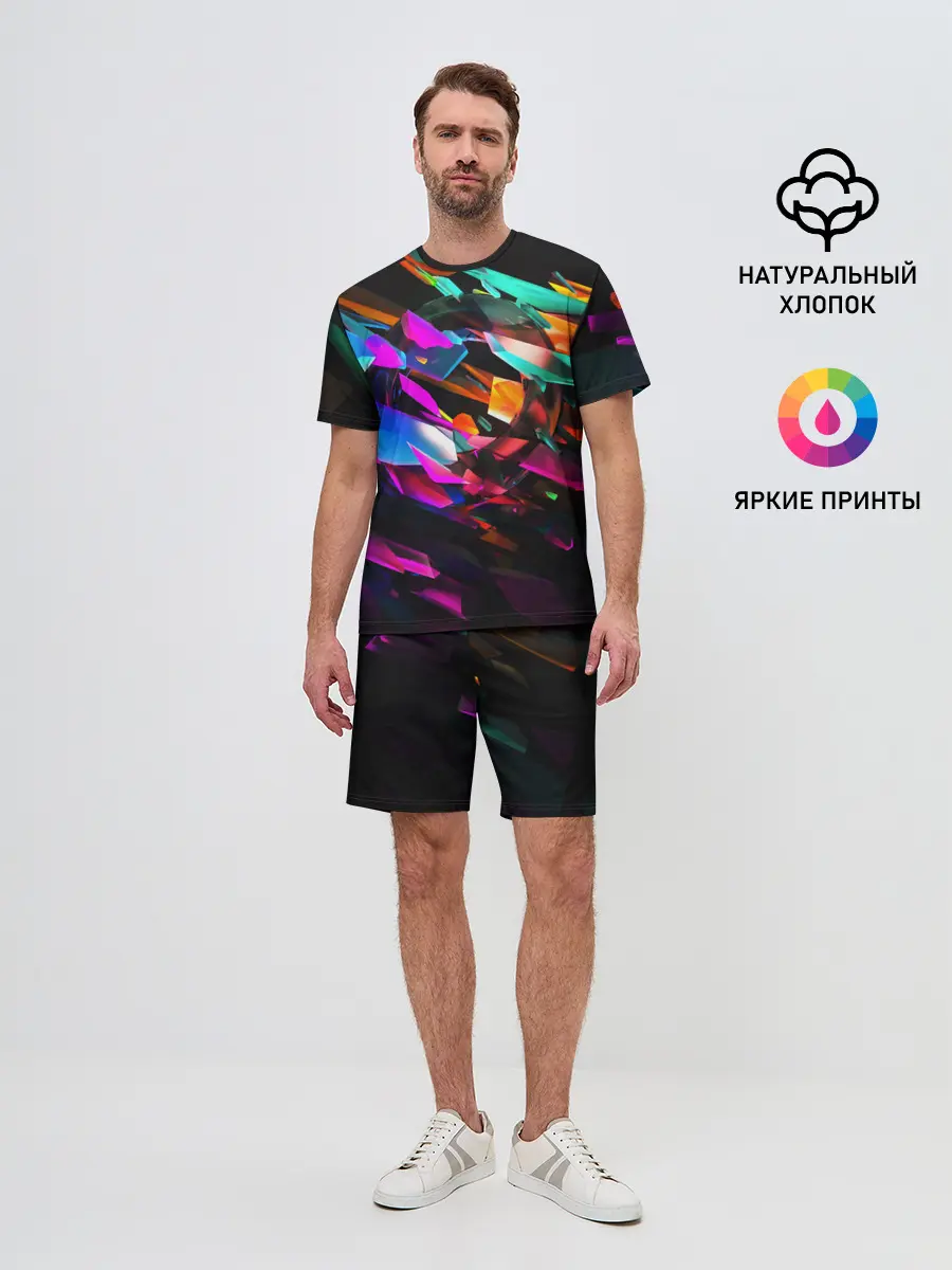 Мужской костюм с шортами / АБСТРАКЦИЯ НЕОНОВАЯ