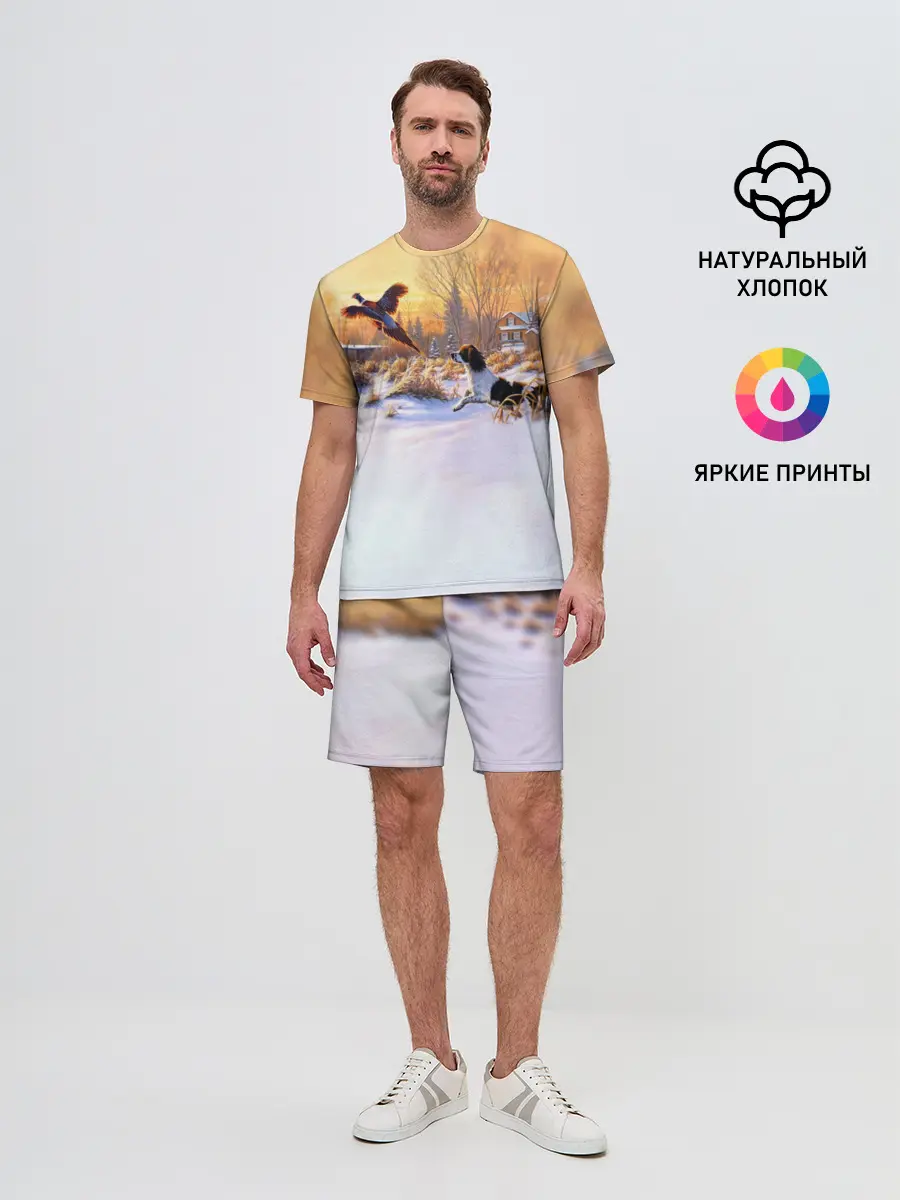 Мужской костюм с шортами / Собака и фазан