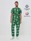 Мужская пижама с брюками / Новогодний паттерн с зайчиками