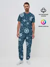 Мужская пижама с брюками / Новогодние снежинки, новый год